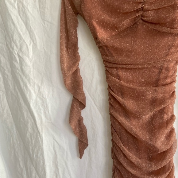 PRIVY long sleeve glitter mini dress in dusty mauve Size Small - Picture 5 of 16